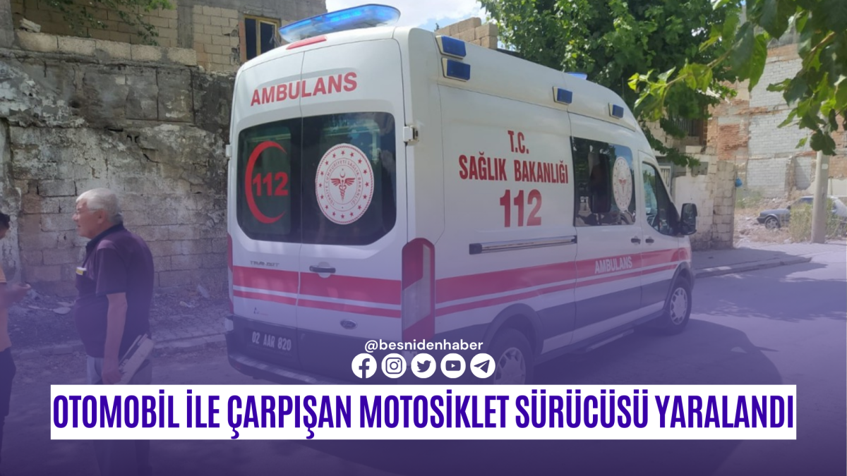 Otomobil ile çarpışan motosiklet sürücüsü yaralandı