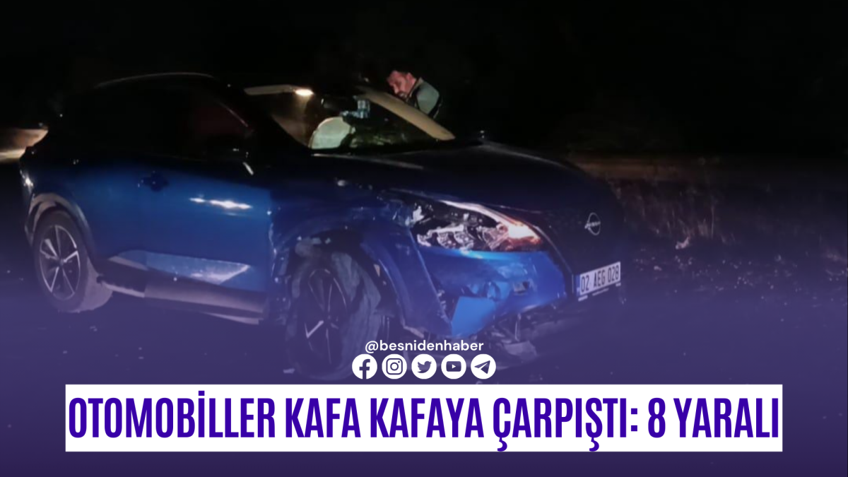 Otomobiller kafa kafaya çarpıştı: 8 yaralı